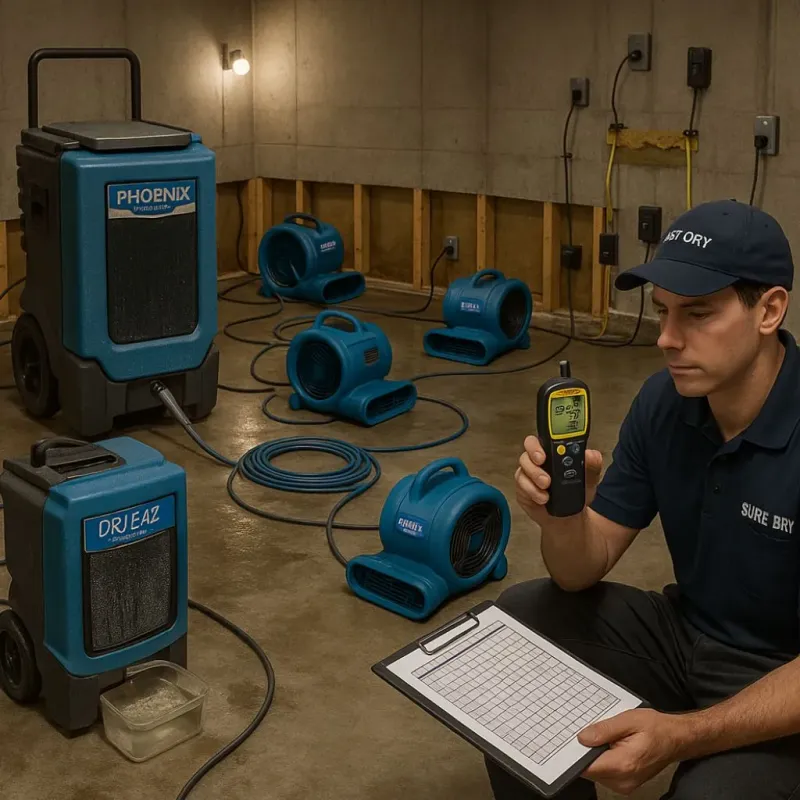 Structural Drying and Dehumidification process in Canton Valley, CT
